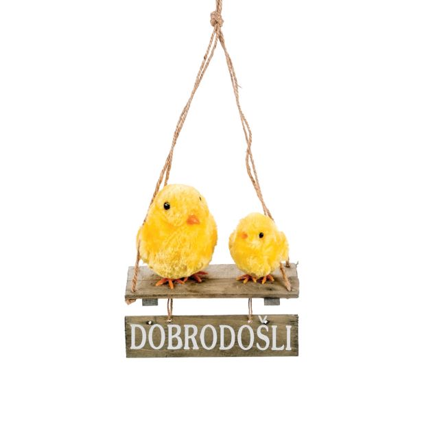 VELIKONOČNI PROGRAM GLOSSTYLE PIŠČANCA NA GUGALNICI 40 CM VISEČA DEKORACIJA