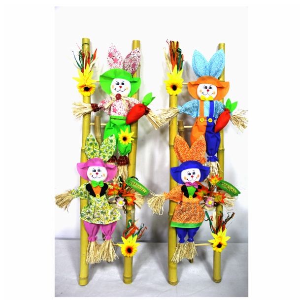 VELIKONOČNI PROGRAM GLOSSTYLE ZAJEC NA LESTVI 48X90 CM Z NAPISOM SORTIRANO