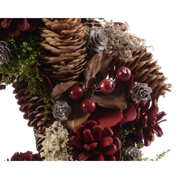 VENČEK DECORIS NARAVEN S STORŽI FI 33 CM RDEČ/MAH