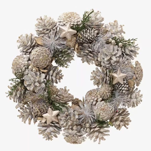 VENČEK DECORIS VRATNI FI 33 CM STORŽI, BEL Z BLEŠČICAMI