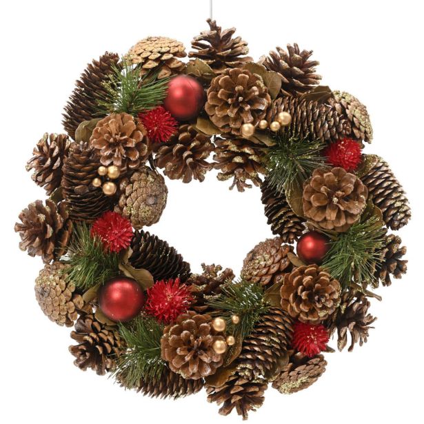 VENČEK DECORIS VRATNI FI 33 CM STORŽI, RJAV/RDEČ