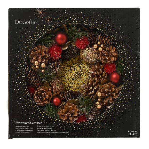 VENČEK DECORIS VRATNI FI 33 CM STORŽI, RJAV/RDEČ