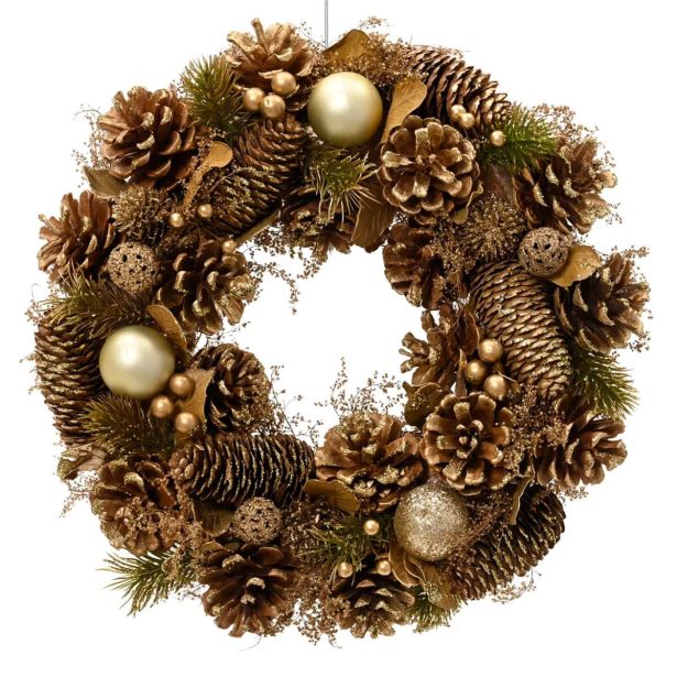 VENČEK DECORIS VRATNI FI 33 CM STORŽI, RJAV Z BLEŠČICAMI