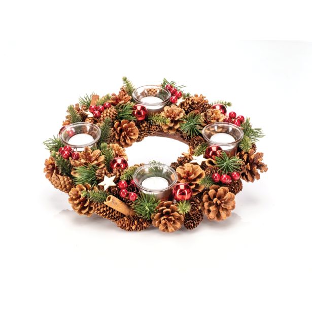 VENČEK GLOSSTYLE FI 34 CM RDEČ S KOZARČKI ZVEZDICE