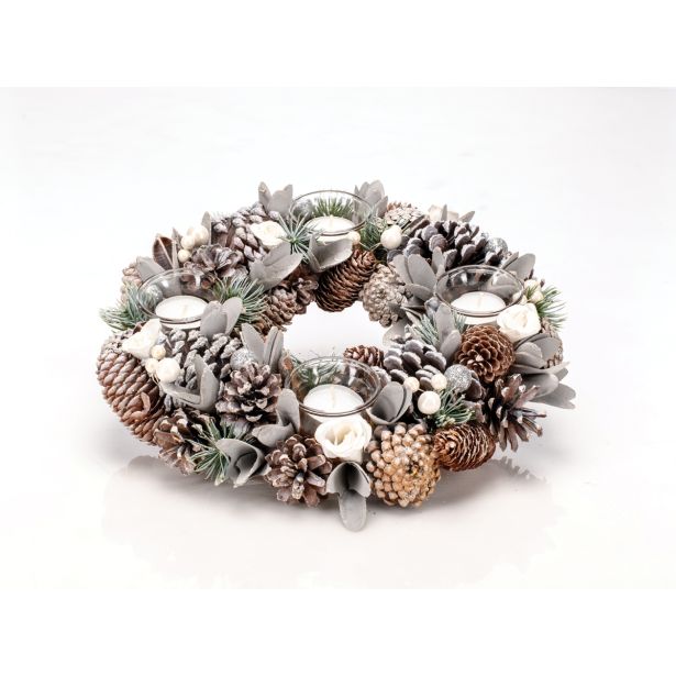 VENČEK GLOSSTYLE FI 34 CM SREBRNO BEL S KOZARČKI