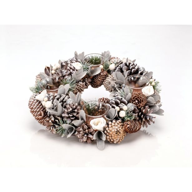 VENČEK GLOSSTYLE FI 34 CM SREBRNO BEL S KOZARČKI