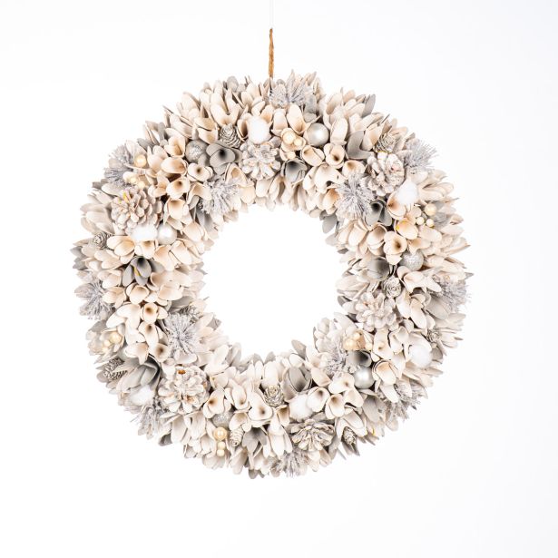 VENČEK GLOSSTYLE BEL Z BELIMI BUNKAMI 49X49 CM