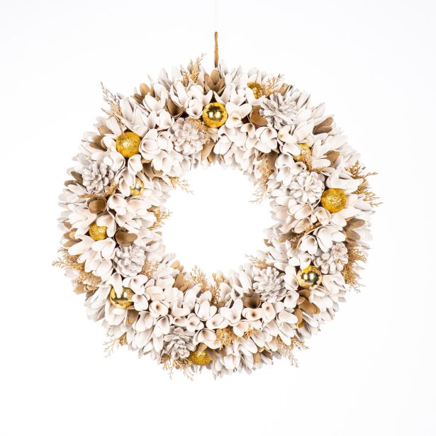 VENČEK GLOSSTYLE BEL Z ZLATIMI BUNKAMI 49X49 CM