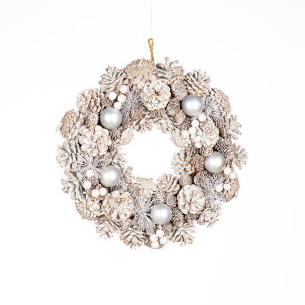 VENČEK GLOSSTYLE BELE IN SREBRNE BARVE, L 34X34 CM