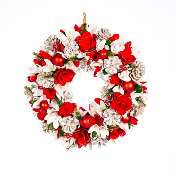 VENČEK GLOSSTYLE BELE, RDEČE, ZELENE BARVE 35X35 CM