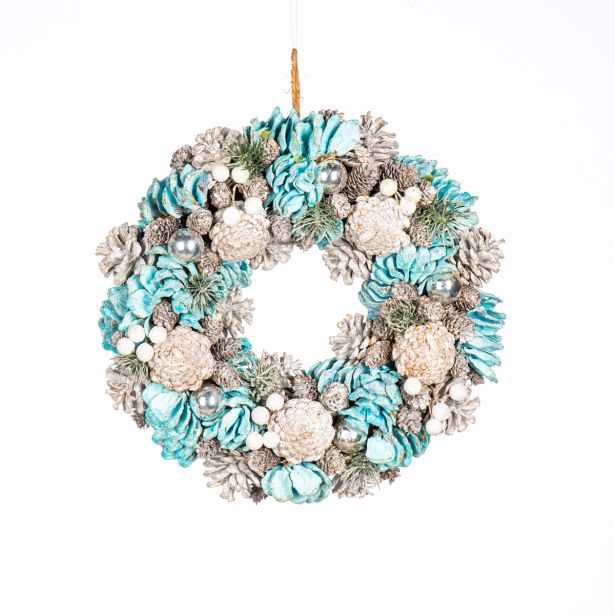 VENČEK GLOSSTYLE BELI IN MODRI STORŽI 34X34 CM