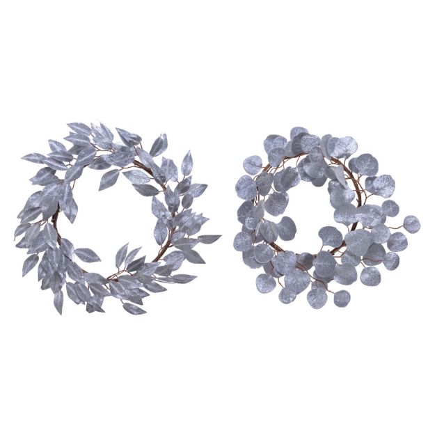 VENČEK LISTKI 48 CM SREBRNA