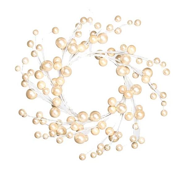 VRATNA DEKORACIJA GLOSSTYLE VENEC BELI S PERLAMI 25 CM PREMERA