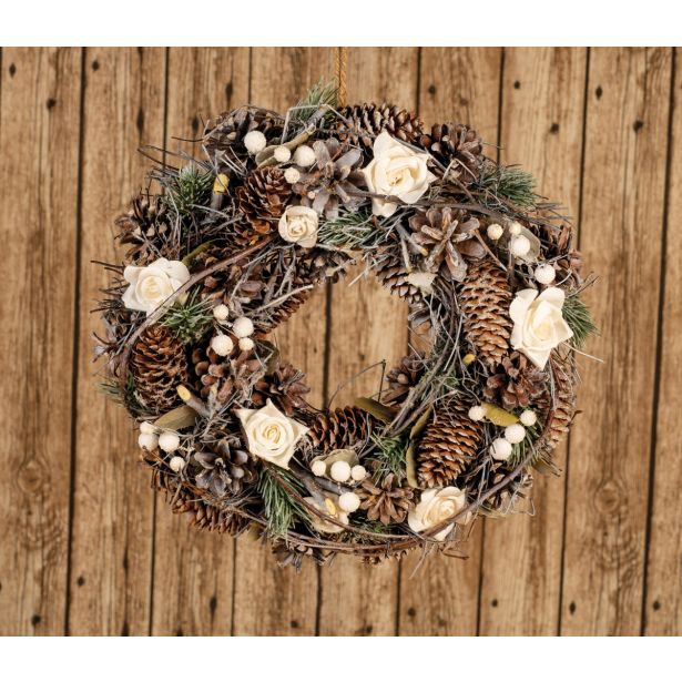 VRATNA DEKORACIJA GLOSSTYLE VENEC FI 26 CM VEJE IN ROŽE