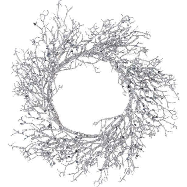 SREBRN DEKORATIVNI VENČEK 35 CM