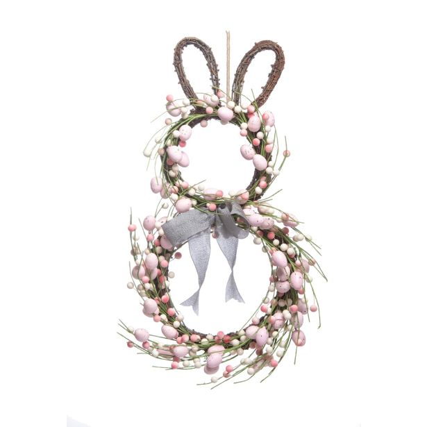 VENEC ZA VELIKO NOČ V OBLIKI ZAJČKA, OKRAŠEN Z JAJČKI