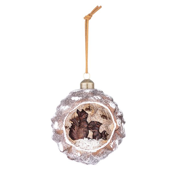 RJAVA STEKLENA BUNKA Z VEVERICO, PREMER 95 MM