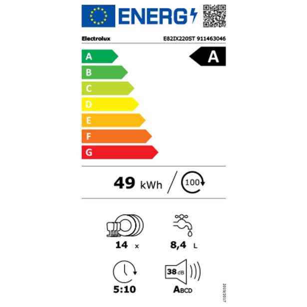 VGRADNI POMIVALNI STROJ ELECTROLUX E82IX220ST