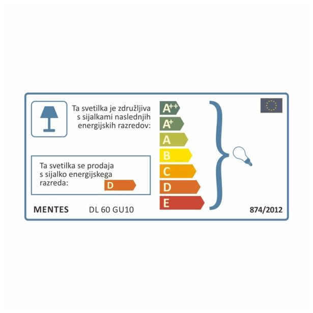 VGRADNI REFLEKTOR MENTES DL 60MRG BELA Z ŽARNICO GU10 50W 230V