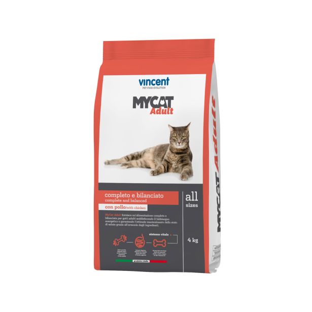VINCENT MYCAT ADULT ZA ODRASLE MAČKE, Z OKUSOM PIŠČANCA, 4 KG