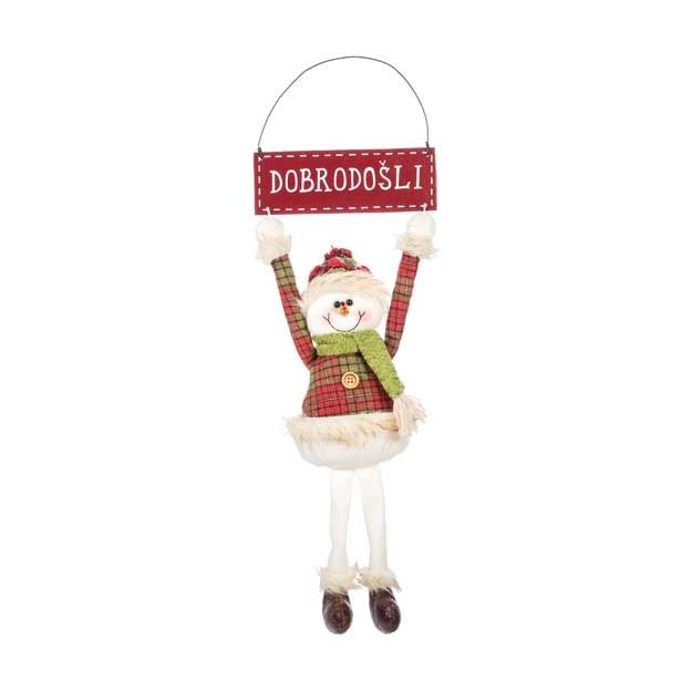 DEKORACIJA GLOSSTYLE VISEČA FIGURA 35X8X33 CM Z NAPISOM BOŽIČEK/SNEŽAK