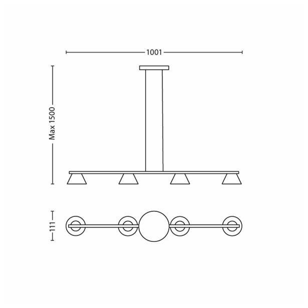 VISEČA SVETILKA-LESTENEC PHILIPS VENDEE 4X4.5W LED 36021/17/16 NIKELJ