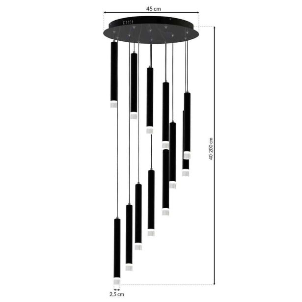 VISEČA SVETILKA MILAGRO CARBON 12W LED ML6161