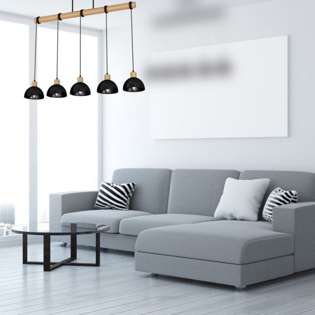 VISEČA SVETILKA MILAGRO ERIK ČRNA/LES 5XE27 MLP7227