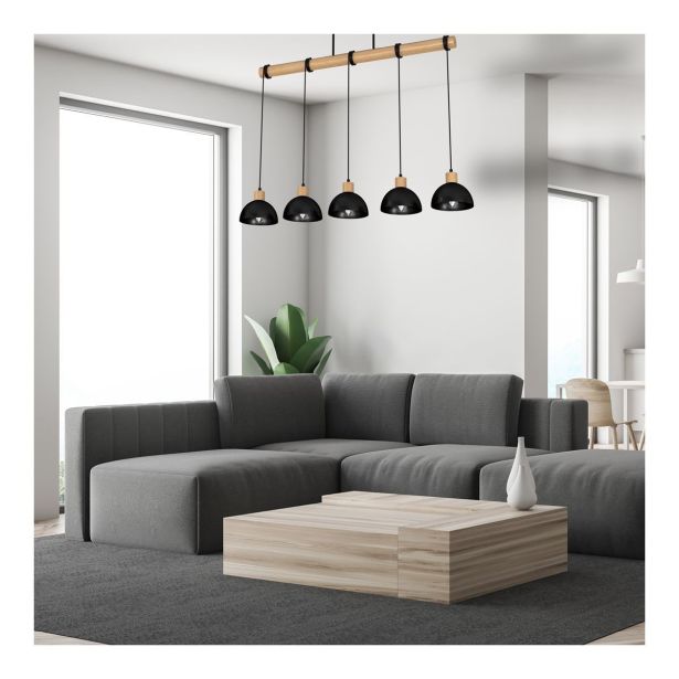 VISEČA SVETILKA MILAGRO ERIK ČRNA/LES 5XE27 MLP7227