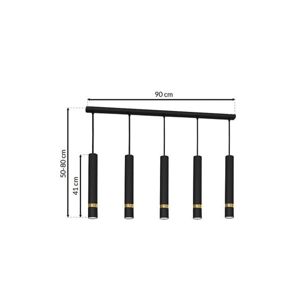 VISEČA SVETILKA MILAGRO JOKER ČRNA/ZLATA 5XGU10 MLP5121
