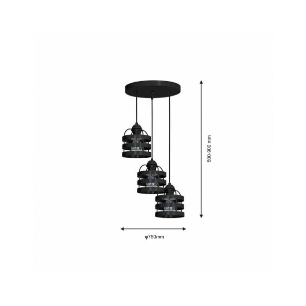 VISEČA SVETILKA MILAGRO LARS BLACK 3XE27 MLP801