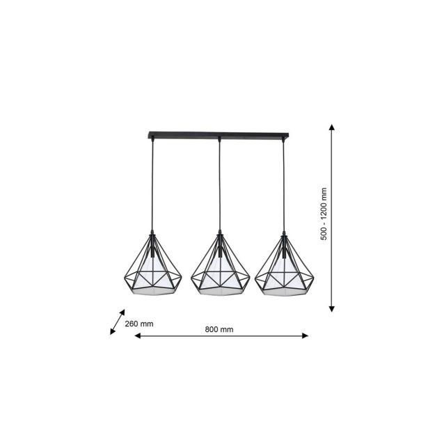 VISEČA SVETILKA MILAGRO TRIANGOLO 3XE27 ML162