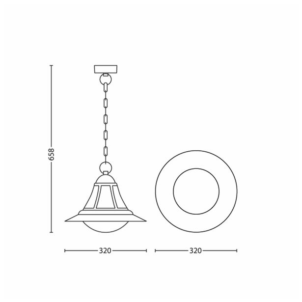 VISEČA VRTNA SVETILKA PHILIPS 15216/42/16 PROVENCE 1X23W E27 ČRNA