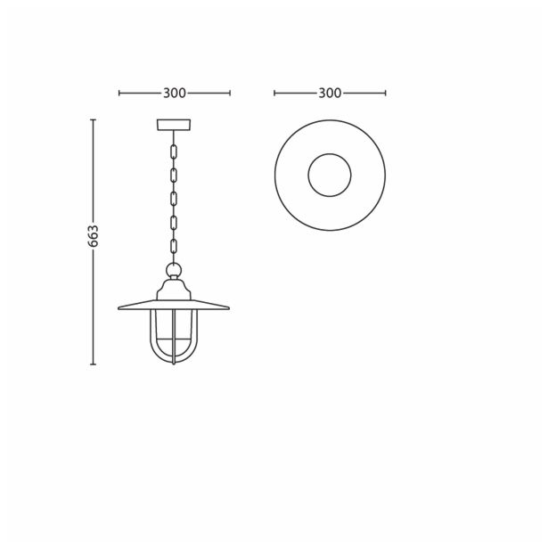 VISEČA VRTNA SVETILKA PHILIPS 16271/86/16 PASTURE 1X53W E27 RJA