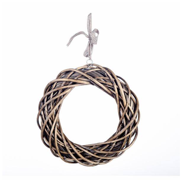 VRATNA DEKORACIJA GLOSSTYLE VISEČI VENEC RATAN RJAVI 30 CM