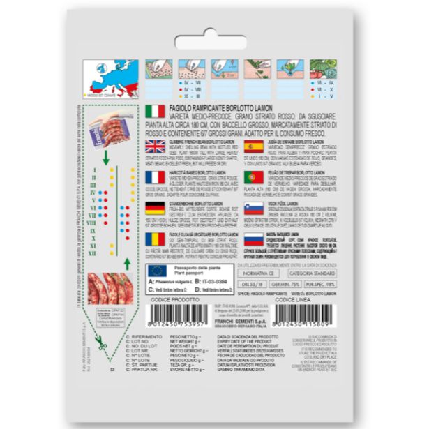 STROČNICA FRANCHI SEMENTI VISOK FIŽOL BORLOTTO LAMON