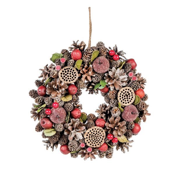 VRATNA DEKORACIJA GLOSSTYLE RDEČI VENEC Z VRVICO PREMERA 24 CM