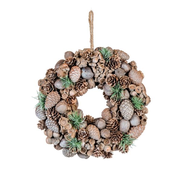 VRATNA DEKORACIJA GLOSSTYLE SREBRNI VENEC Z VRVICO PREMERA 24 CM