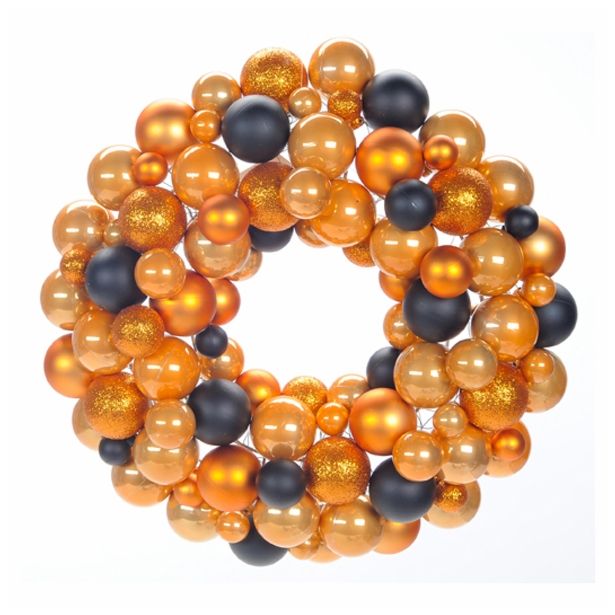 VRATNA DEKORACIJA GLOSSTYLE VENEC FI 30 CM IZ BUNKIC ČRNO ZLATI KOMBINACIJI