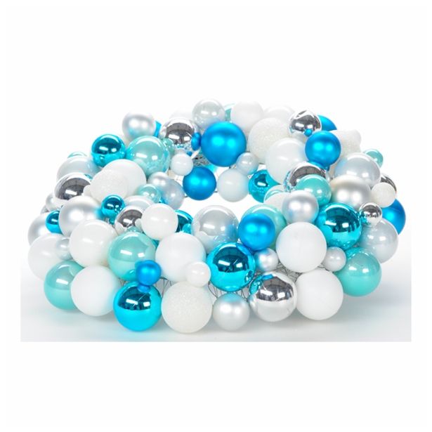 VRATNA DEKORACIJA GLOSSTYLE VENEC FI 30 CM IZ BUNKIC MODRO-SREBRNE-BELE