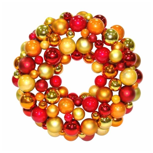 VRATNA DEKORACIJA GLOSSTYLE VENEC FI 30 CM IZ BUNKIC RDEČE-ORANŽNE-ZLATE