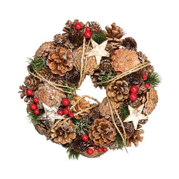 VRATNA DEKORACIJA GLOSSTYLE VRATNI VENEC RDEČ NARAVNI 26X26X7.5 CM