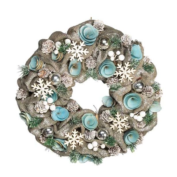 VRATNA DEKORACIJA GLOSSTYLE VRATNI VENEC SV. MODRI NARAVNI 32X32X8 CM