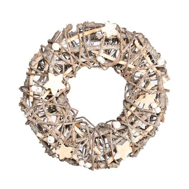 VRATNA DEKORACIJA GLOSSTYLE VRATNI VENEC SREBRNI NARAVNI 32X32X10 CM