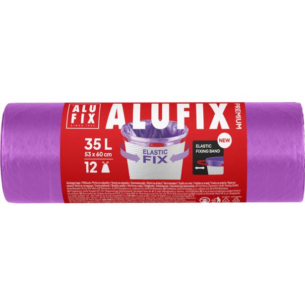 VREČKE ZA SMETI ALUFIX 35L 12/1 VIJOLIČNE Z ELASTIČNIM TRAKOM