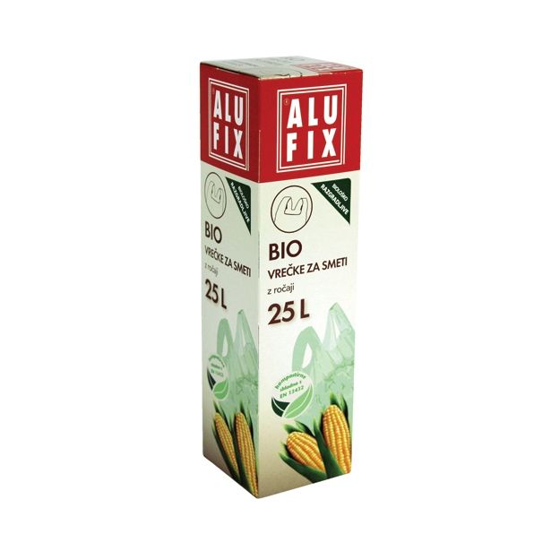 VREČKE ZA SMETI ALUFIX BIORAZGRADLJIVE 25 L 10/1 39X42 CM Z ROČAJI