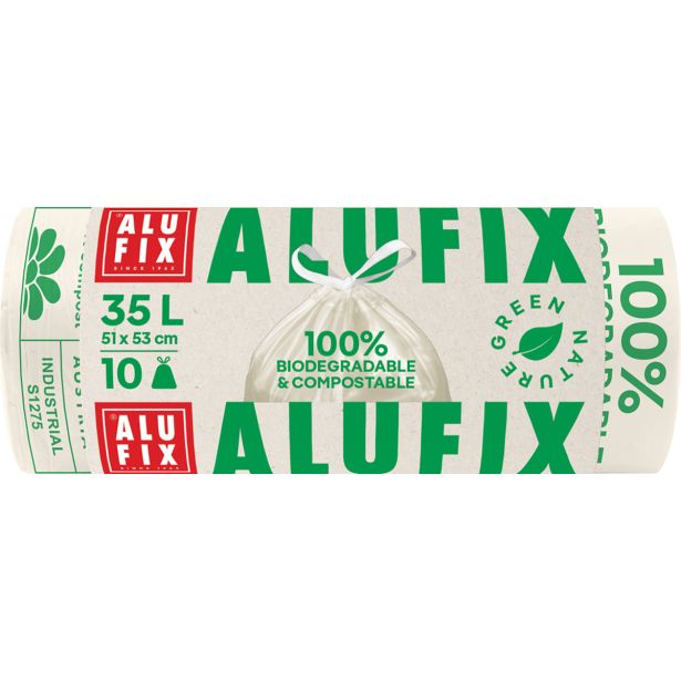 VREČKE ZA SMETI ALUFIX BIORAZGRADLJIVE 35L 10/1 S TRAKOM
