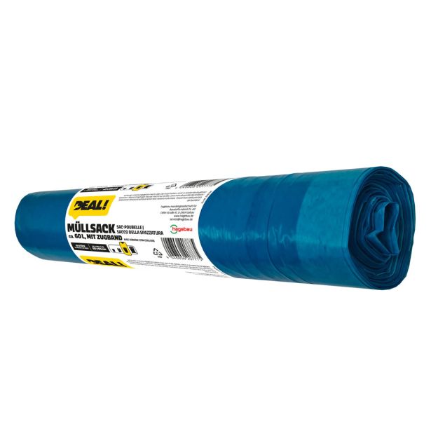 VREČKE ZA SMETI DEAL 60L 10/1 MODRE 60X69 CM