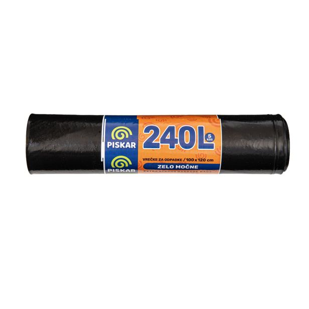 VREČKE ZA SMETI PISKAR 100X120X0.65 - 240 L 5/1