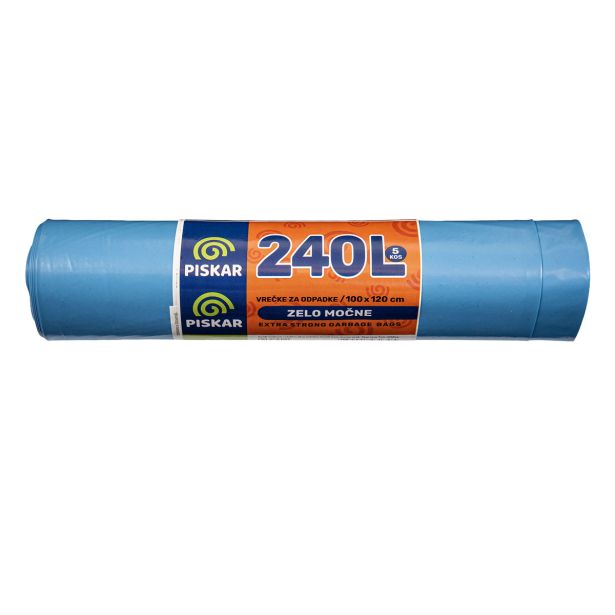 VREČKE ZA SMETI PISKAR 100X120X0.65 - 240 L 5/1
